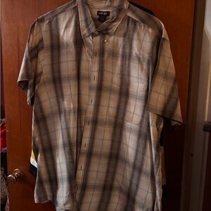 Cherokee Men's Casual Plaid Shirt - Gray and Cream